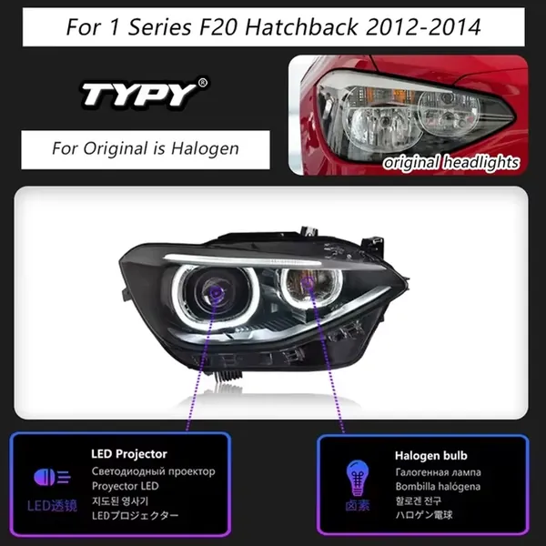 Upgrade Modified to New DRL Dynamic Turn Signal LED Headlight Compatible With BMW 1 Series F20 2012-2015