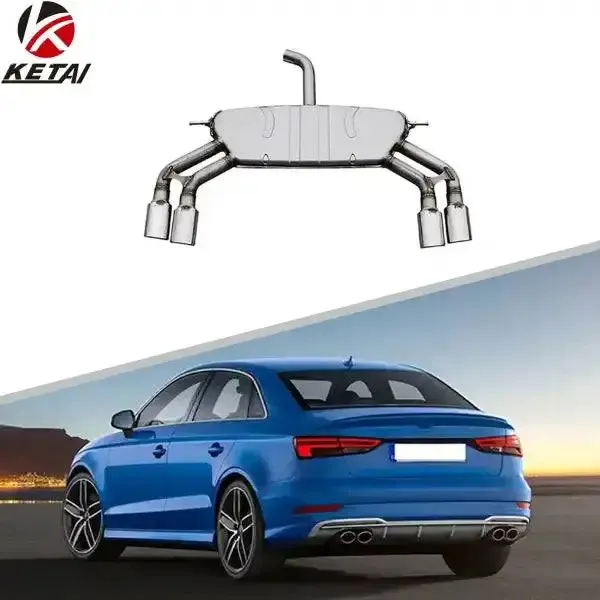 S-Line S3 Style Rear Bumper Exhaust Compatible With AUDI A3 Sedan 2013-2020