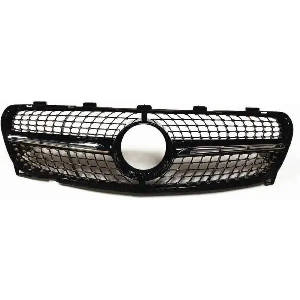 Front Bumper Panamericana Grill W156 Grill Diamond Black CC-1758 Compatible With Mercedes Gla W156 X156 2014-2016