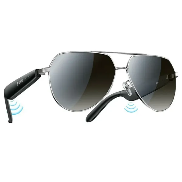 YESIDO IO44 Smart Audio Glasses Bluetooth-Compatible 5.4 Open-Ear Headphones / Polarized Sunglasses with Microphone for Travel / Business - Black