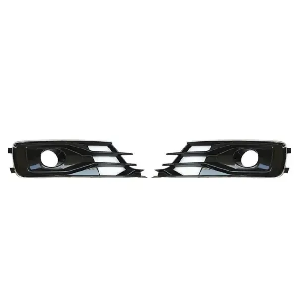 Fog Lamp Grill Cover Frame Black With Hole CC-3288 Compatible With Audi A6 2016-2018