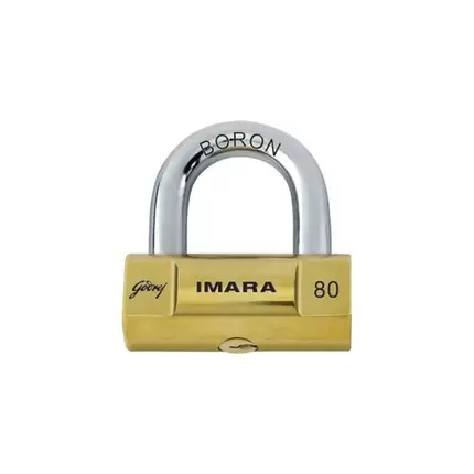 Godrej Imara Brass Padlock 80mm with 3 Keys Lock for Shutters, Strong Brass Body with Rivetless and Jointless Construction Makes The Lock Strong, Durable and Ideal Safety Essential Grills & Main Doors