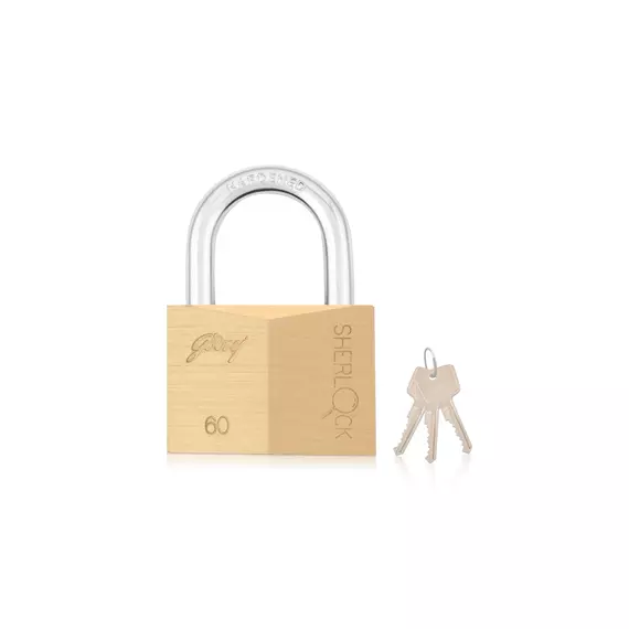 Godrej Locking Solutions and Systems Locks Sherlock 60mm Blister, High Precision Brass Pin Tumbler Mechanism, Anti-Pick Technology to Enhance Security Brass finish 2pcs 2593