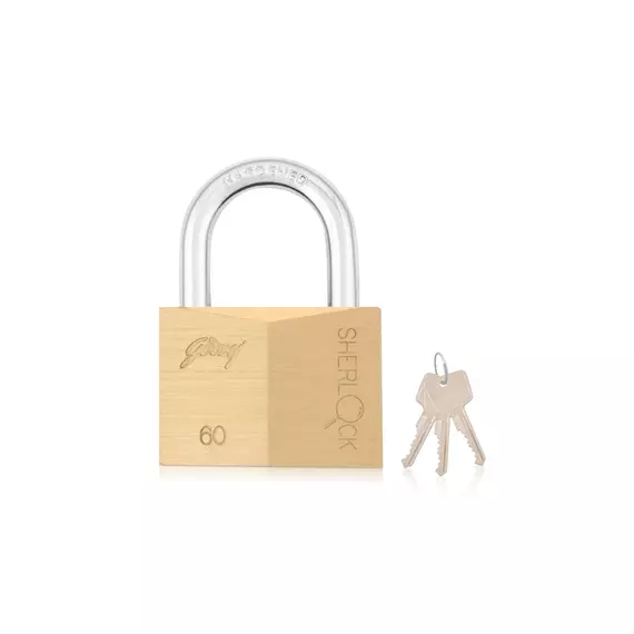 Godrej Sherlock Padlock 60mm, Hardened Shackle Double Locking, High Precision Brass Pin Tumbler Mechanism, Anti-Pick Technology to Enhance Security Brass In Blister Pack 7073