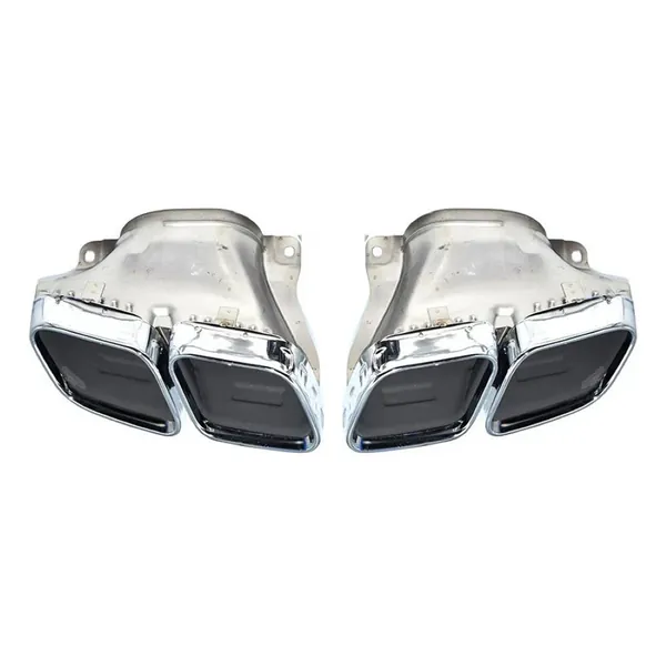Amg Exhaust Tip Pipe Dual Silver Chrome Gc W167-009 CC-9729 Compatible With Mercedes Benz Gls Gle W167 X167 2019-2025