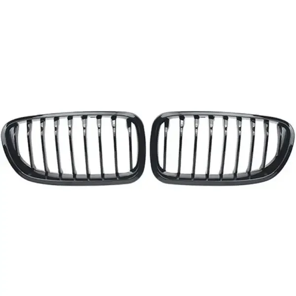 Front Bumper Show Grill Glossy Black Single CC-3091 Compatible With Bmw 5 Series F10 2010-2017