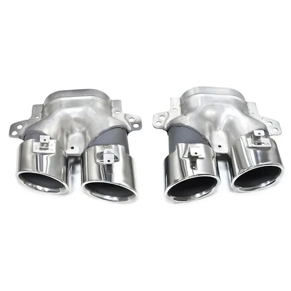 Rear Bumper Upgrade Convert To Amg Amg C43 Exhaust Tip Pipe Dual Chrome Silver Gc W205-030 CC-9529 Compatible With Mercedes Benz C Class W205 C205 Coupe 2015-2021