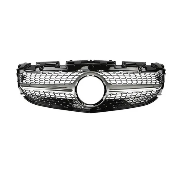 Front Amg Bumper Show Grill Diamond Silver CC-9676 Compatible With Mercedes Benz Slc Slk Class R172 W172 2016-2020