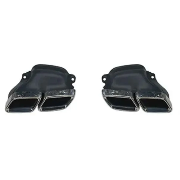 AMG Rear Bumper Upgrade Convert To Gle63 Amg Exhaust Tip Pipe Dual Silver Chrome Gc CC-9618 Compatible With Mercedes Benz Gle W166 2016-2019