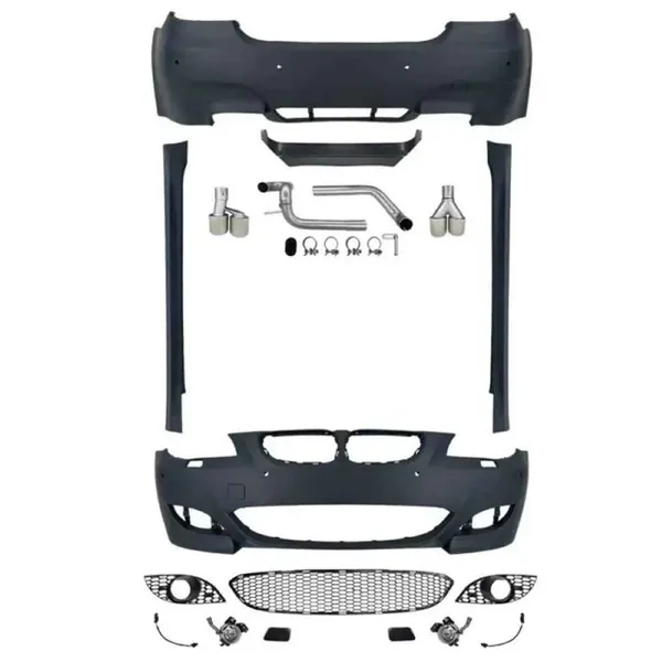 Front Rear Bumper Upgrade Convert To M Sport M5 Bodykit Bumper Side Skirt Running Board Exhaust Tip E60 Bodykit M5 Set Gc CC-9200 Compatible With BMW 5 Series E60 2004-2010