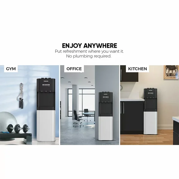 Nikai Water Dispenser 3 Taps Bottom Load With Pump NWD4000BS 3 Taps Hot Normal And Cold Compressor Cooling Steel Tank Anti Bacterial Design