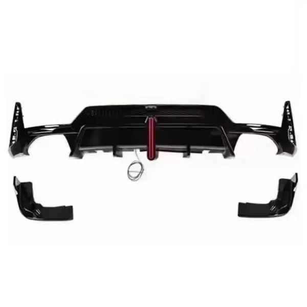 M Sport Rear Bumper Diffuser After Lip Splitter Skirts Vten Style With Light Carbon Fiber Look CC-6378 Compatible With BMW 3 Series G20 LCI 2023+