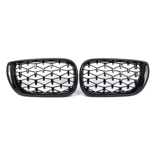 Upgrade Front Bumper Show Grill Diamond Black 2 Door CC-9145 Compatible With Bmw 3 Series E46 Lci 2001-2004