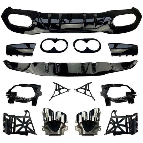 Amg Rear Bumper After Lip Diffuser Lip Skirts Splitter Flag Canard Dual Tip Zst-187 CC-6164 Compatible With Mercedes Benz A Class W177 Sedan 2018-2023