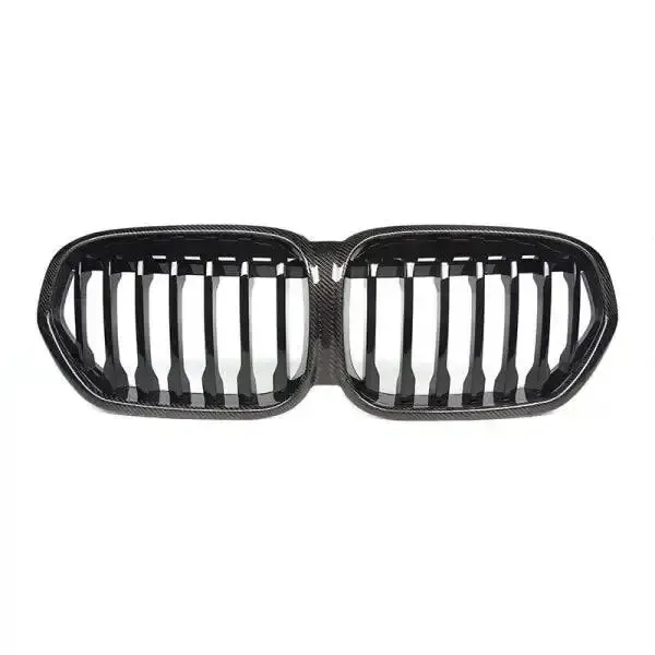 Front Bumper Grill Carbon Fiber Look CC-1665 Compatible With Bmw X1 F48 Lci 2019-2023