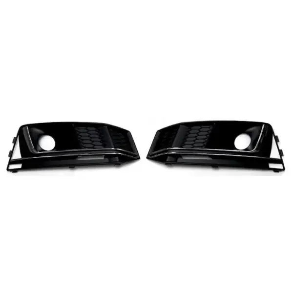 Fog Lamp Grill Frame Cover 2019 Sports High Allotment With Hole Black With Chrome CC-3273 Compatible With Audi A4l B9