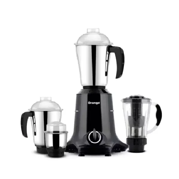 Orange Mixer Grinder 750W with 3pcs Stainless Steel Jars, 1 Polycarbonate Juice Jar, Black OCTA 4