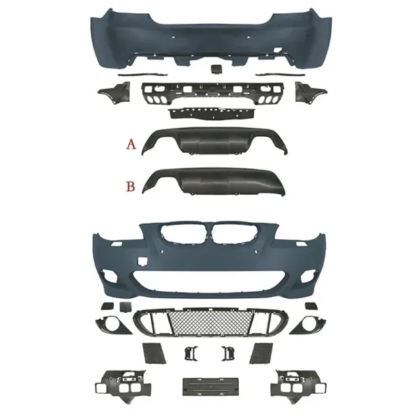 Front Rear Bumper Upgrade Convert To M Sport Mt M Tech Bodykit Bumper Side Skirt Running Board E60 Bodykit Mt Set Gc CC-9195 Compatible With Bmw 5 Series E60 2004-2010