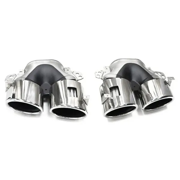 Rear Bumper Upgrade Convert To Amg Amg45 Exhaust Tip Pipe Dual Silver Chrome GC W177-013 CC-9473 Compatible With Mercedes Benz A Class W177 CLA GLA GLB W118 C118 W247 X247 2018-2024