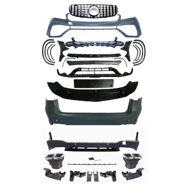 Car Upgrade To Glc63 Amg Bumper Bodykit Front After Lip Diffuser Exhaust Tips Fog Gril Cover CC-8915 Compatible With Mercedes Benz Glc W253 X253 2016-2020