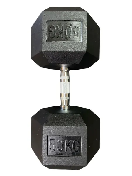 i-Fitness single Rubber Hexagon Dumbbells - 50kg