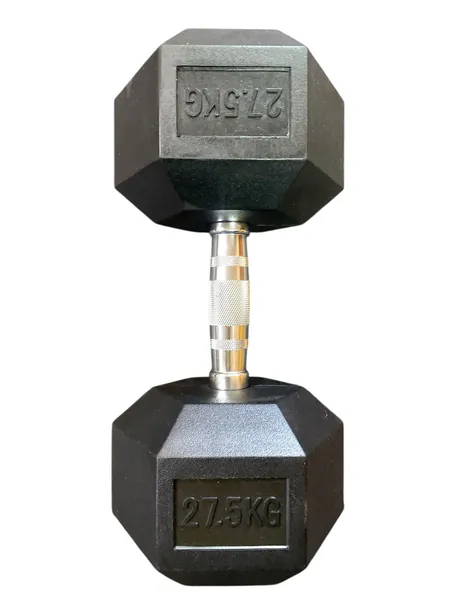 Rubber Hexagon Dumbbells - 27.5kg (SINGLES)