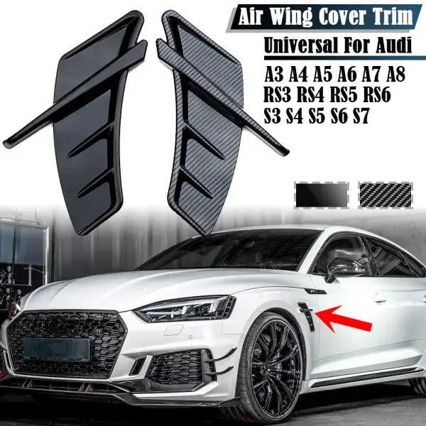 Air Flow Intake Hood Fender Side Vents Decoration Compatible With Audi A3 8P 8V A4 B8 A5 A6 C7 A7 A8 RS5 RS6 RS7 S3 S4 S5 TT
