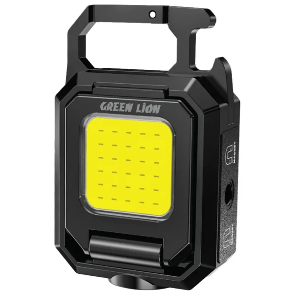 Green Lion Keychain Light with Foldable Design - Black