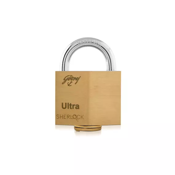 Godrej Locks Ultra Sherlock 60mm with Computerised Key Having 100 Million Key Combinations, Square Padlock for Main Door Gate Lock, Lock for Tool Box, Shutters 7681