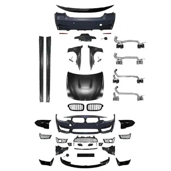 Upgrade Convert To M Sport M3 Bodykit Front Rear Bumper Hood Bonnet Grill Mirror Cover Spoiler Splitter Diffuser Front Rear Lip Fender Side Skirts CC-9170 Compatible With Bmw 3 Series F30 2012-2018