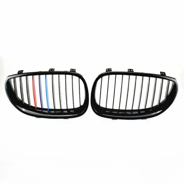 Front Bumper Show Grill Tri Color Single CC-3088 Compatible With Bmw 5 Series E60 2004-2009