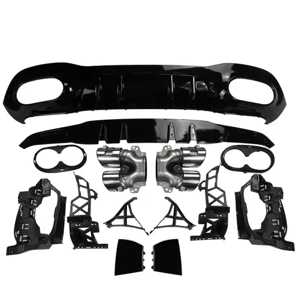 Rear After Bumper Lip Diffuser Muffler Exhaust Splitter Zst-187 A45 Usa CC-3730 Dual Tip Compatible With Mercedes Benz A Class W177 2018+ A45s Amg Hatchback