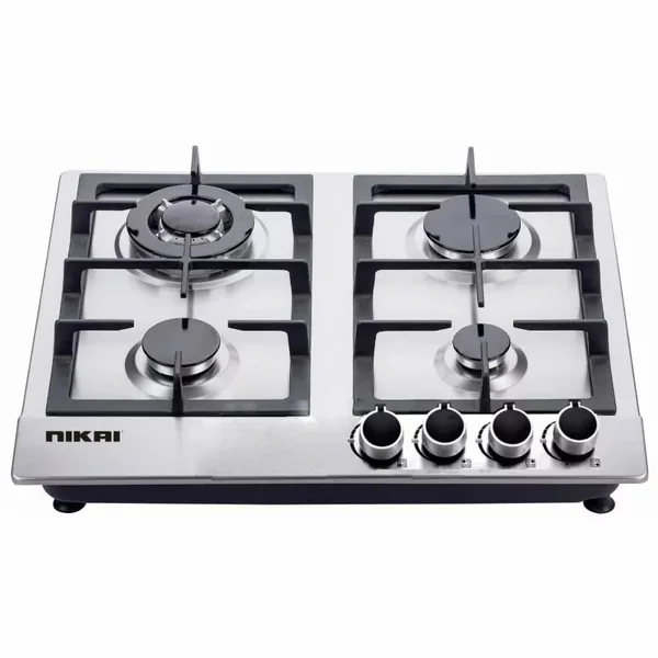 Nikai Gas Built In Hob Stainless Steel 4 Burner with FFD and Auto Ignition 50x45x25cm NGH3005N
