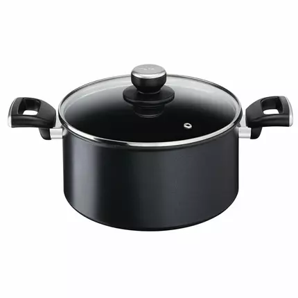 Tefal Unlimited Stewpot 24 CM All Hobs Titanium Non Stick Anti Scratch Safe Non Stick G6 Unlimited Round Saucepan Pan Cast Aluminum G2554602