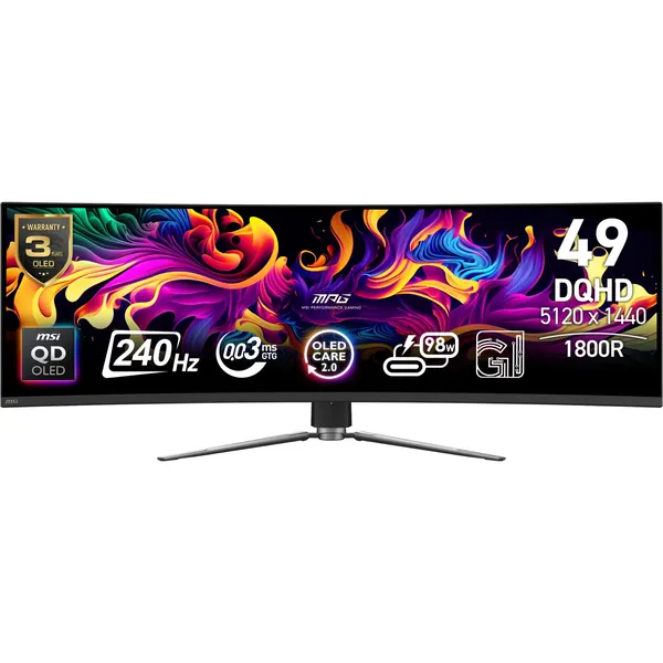 MSI MPG 491CQPX 49" DQHD 240Hz QD-OLED Curved Gaming Monitor
