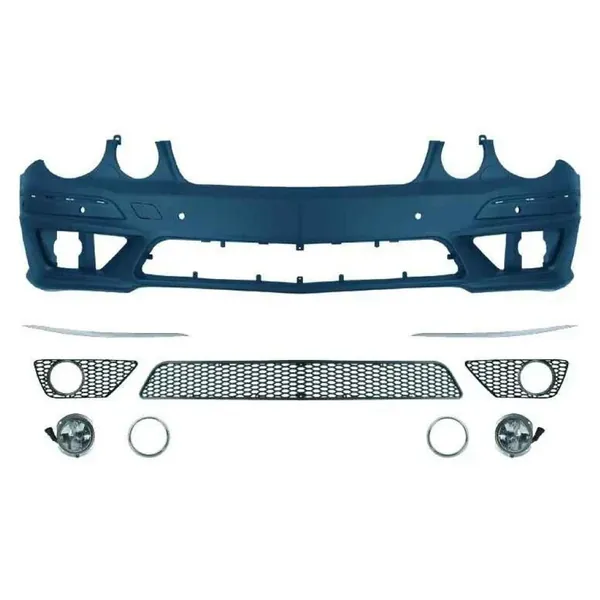 Front Bumper Upgrade Convert To Amg C63 Bumper Bodykit With Fog Lamp W211-001 Gc CC-9478 Compatible With Mercedes Benz E Class W211 2007-2009
