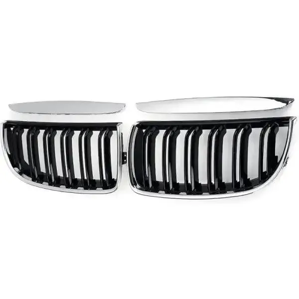Front Bumper Grill Chrome And Black CC-1534 Compatible With Bmw 3 Series E90 2005-2008