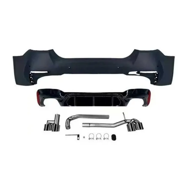 Upgraded Convert Facelift To G30 M Sports M5 Style Rear Bumper With Exhaust Tips Pipe Bodykit Bumper GC CC-6652 Compatible With BMW 5 Series F10 2010-2017