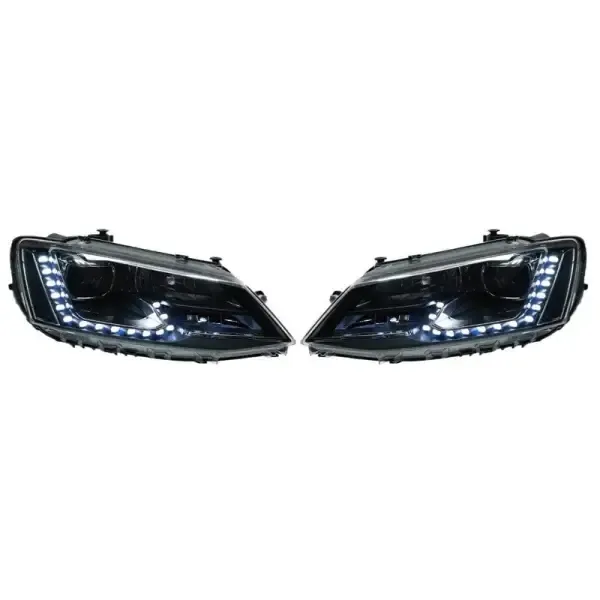 Upgraded Head Light Lamp Xenon Headlight Retrofit Upgrade Modified Led Drl Hid Matrix Style For Helogen Car 3 CC-5773 Compatible With Volkswagen Vw Jetta Mk6 2011-2018 Car Front