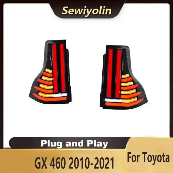 LED Tail Lights Rear Lamp Animation Assembly Plug and Play DRL Compatible With Toyota Prado 2010-2021
