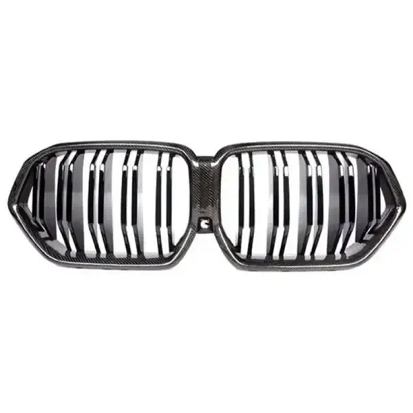 Front Bumper Grill Carbon Fiber Look Carbon Fiber Look CC-1631 Compatible With Bmw X6 G06 2019-2022