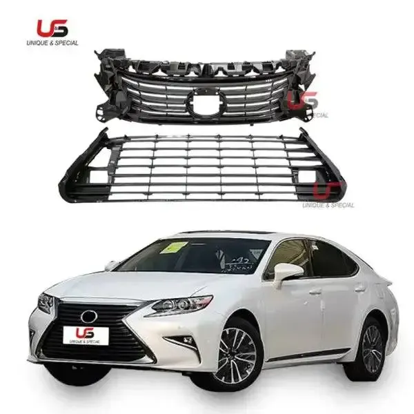 Upper and Lower Grille Front Bumper Grille Chrome OEM 53111-33450 Compatible With 2016-2017 Lexus ES250 ES300 ES350