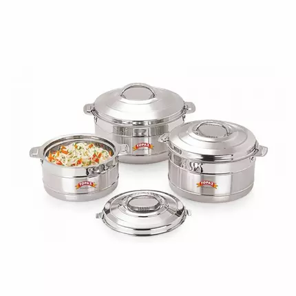 Topaz Hotpot Twinkle 3pcs Casserole Insulated Food Warmer With Steel Handle T4000/6000/8000