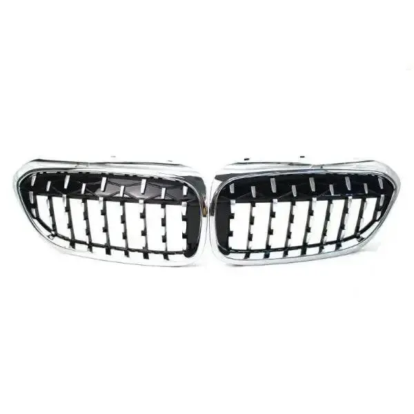 Front Bumper Grill Diamond Chrome Single CC-1578 Compatible With Bmw 5 Series G30 2017-2020