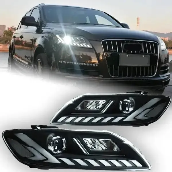 LED Headlight Projector Lens DRL Animation Compatible With Audi Q7 2006-2015