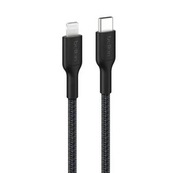 Belkin BoostCharge Pro USB-C Braided Cable with Lightning Connector, 3.3ft/1m, Black