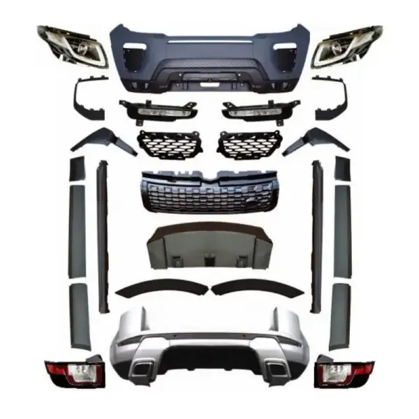 Upgrade Facelift Convert To 2018 Dynamic Front Grill Fog Lamp Chrome Trim Kit Headlight Taillight Bodykit Bumper CC-5856 Compatible With Range Land Rover Evoque 2010-2015