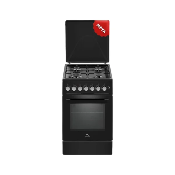 Dolphin Free Standing Cooking Range 50x50, 4 Gas Burners, Electric Oven, Black FS05050B-4G/E