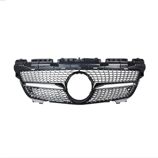Front Bumper Panamericana Grill R172 Grill Diamond Silver CC-1803 Compatible With Mercedes Slk W172 R172 2011-2016 Sports Gt Amg