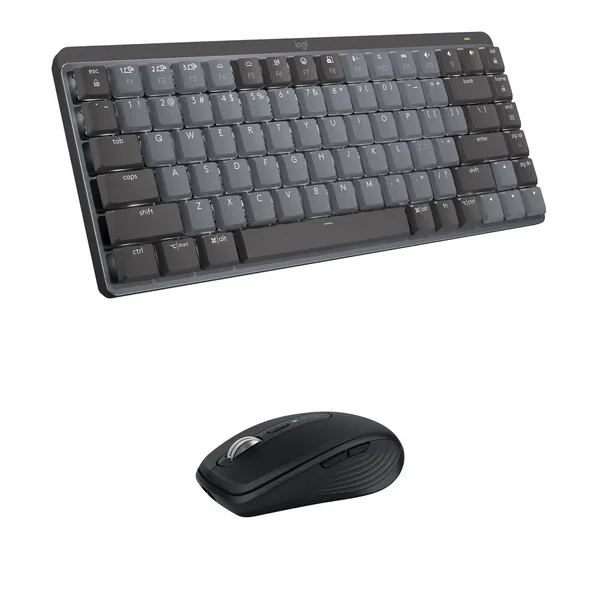 Logitech MX Wireless Mechanical Mini Keyboard and MX Anywhere 3S Mouse Kit (Linear, Grey/Black)